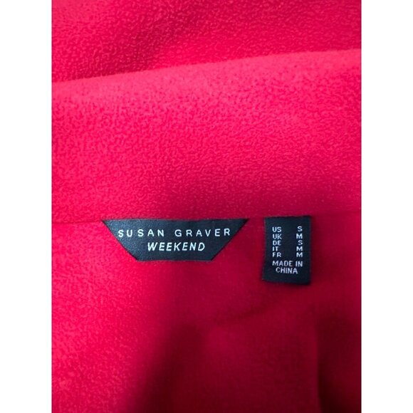 Susan Graver Weekend Polar Fleece Jacket Red Black Size S - Picture 5 of 8